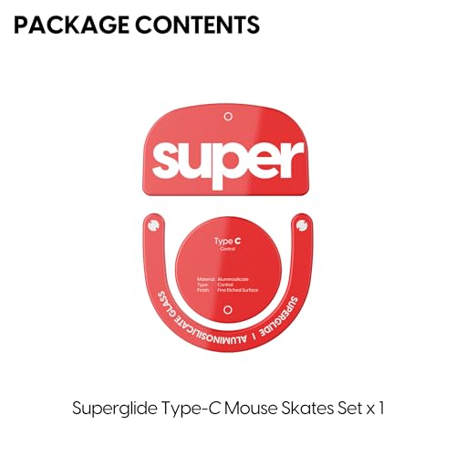Image of Superglide2 - New Controllable Speed Textured Surface Smoothest Mouse Feet /Skates Made with Ultra Strong Glass Smooth and Durable Sole for Logitech G Pro X Superlight2 (Type-C, Red)