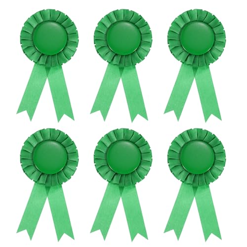 PATIKIL Blank Award Ribbon, 6 Pcs Rosette Ribbon Honorable Prize Recognition Ribbon for DIY Party, Wedding, Competition, Sport, Green