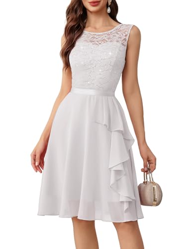 Image of BeryLove Womens Boat Neck A Line Sleeveless Lace Formal Homecoming Dress