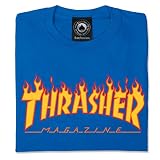 Thrasher Skateboard Magazine Flame Logo Short Sleeve T-Shirt, Royal Blue, Small
