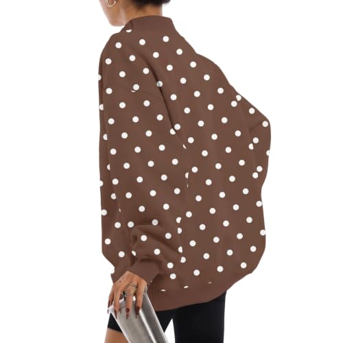 Women's Polka Dot Sweatshirts Ribbed Mock Neck Casual Oversized Clothing - image 7
