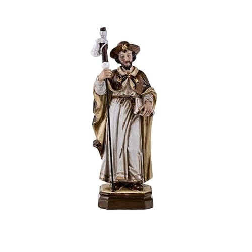 Figura Santiago Apostolo Resina dipinta a mano Tonalità 13 cm crema