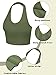 4 Pack Women Halter Tops V Neck Crop Halterneck Tank Backless Tie Back Crop Top Deep V Neck Vest(Large,Black, White, Army Green, Coffee)