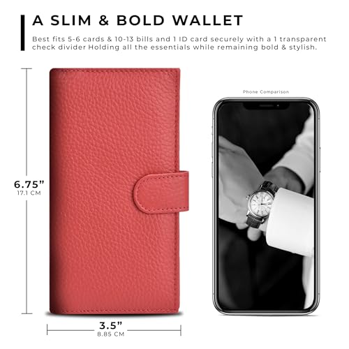 Image of Oak Leathers Checkbook Cover Slim Minimalist For Men with RFID Blocking Credit Card Holder Wallet (Rose)