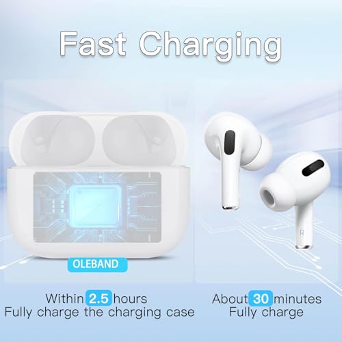 Image of OLEBAND Replacement for Airpods Pro 2&1 Charging Case:Easy to Pair Air pods Pro Earbuds with Pairing Button,Support Both Wired and Wireless Charging,for iPods Pro 1st /2nd Gen 1 Year Warranty(White)