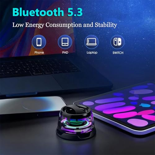 Hounyoln G200 Magnetic Bluetooth Speaker,Multifunctional Portable Mini Speaker with Multi RGB Color Light Show-3D Surround Sound Effect,Christmas Birthday Gifts (Black) by Hounyoln - Image 6