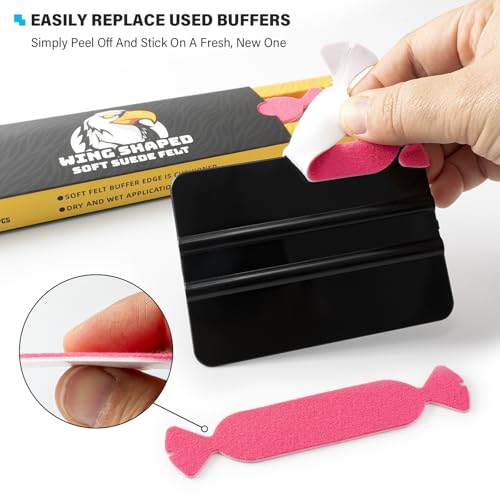 Image of Gomake Vinyl Squeegee Buffer 30PCS Pre-Cut Felt for Window Tint Wet or Dry Vinyl /PPF Application (Pink)