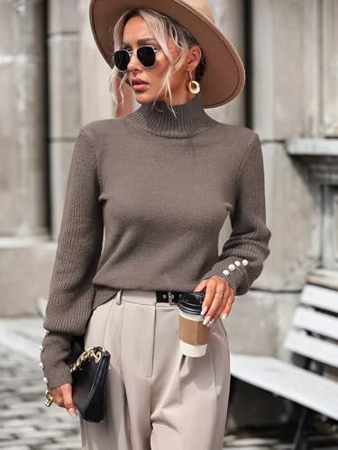 Image of Upopby Women's Fall Winter Turtleneck Sweaters Knitted Pullover Sweater Top