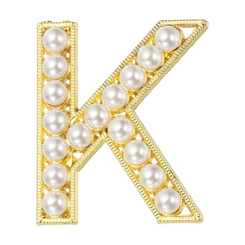 Image of PATIKIL Letter Brooch Pins, Pearl Initial Alphabet Letter Lapel Badges Pin for Women Men Girl Wife Suits
