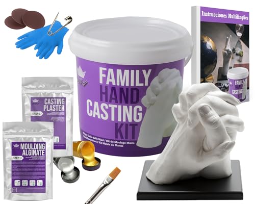Imagen de BWAY Moldes Manos Kit Alginato para Moldes Escultura Manos Pareja Fácil de Usar y Excelente Nivel de Detalle Instrucciones multilingües