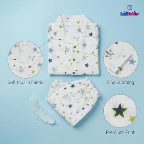 Image of 100% Cotton Muslin Pant Shirt Set | Ultra Soft Breathable Toddler Outfit | Summer Wear Kids Clothing | Skin Friendly Comfortable Fit | SIZE | PRINT