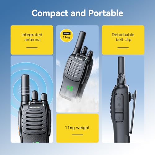 Image of Retevis H-777H Walkie Talkies with Earpiece, 2 Way Radio for Adult, 10 Pack | for School, Hospitality Events, Hidden Screen, USB-C, Emergency Alarm, LED Flashlight, VOX, Portable FRS Two-Way Radios