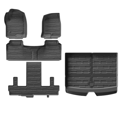 Tapetes De TPE Para Chevy, Para Suburban, Para GMC Para Yukon XL De 7 Asientos (2021-2024), Con Revestimiento Para Maletero Y Volante A La Izquierda. Coche Alfombra(Negro 2 LHD)