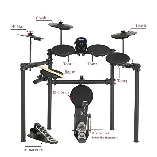 LAGRIMA LAG-700 Electric Drum Set Electronic Kit with 5 Drums 3 Cymbals, Electric Drum with Solid Support, Drum Stick