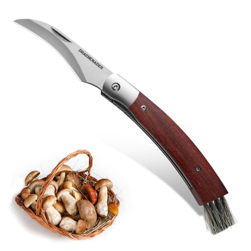 DRACHENADER Navaja seta N-1, Navaja seta Navaja plegable seta con cepillo Navaja de bolsillo para dos manos 42a conforme Navaja plegable (Liner Lock), mango de madera