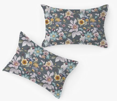 Image of DECOREZA Premium Cotton Feel Elastic Fitted Bedsheet Queen Size 60 x 78 Inch with 2 Pillow Covers | All-Around Elastic | Soft & Breathable | Mattress Upto 10 Inches (Navy Flower)
