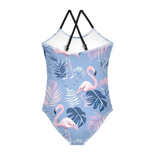 Flamingo Leaves Girls One Piece Swimsuit Beach Swimwear 208559972
