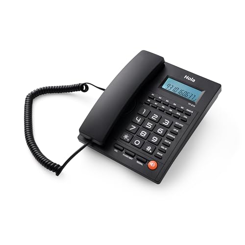 Image of Hola TF 640 Corded Landline Phone with Caller ID, 2 Way Speaker, 10 Memory Buttons, Black