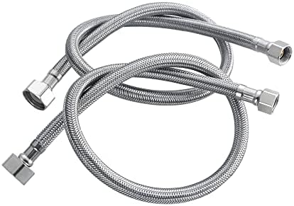Jeonestan Braided Stainless Steel Faucet Connector Hose 3/8" Female Compression Thread x 1/2" FIP Female Straight Thread Water Supply Line for Toilet,Kitchen Bathroom Sink Facuet Replacement