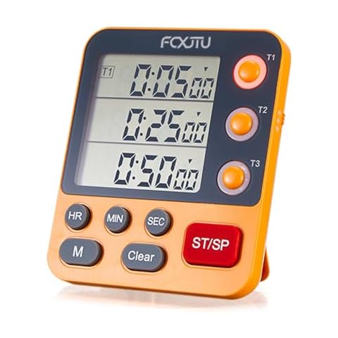 FCXJTU Digital Triple Kitchen Timer with Memory Cover