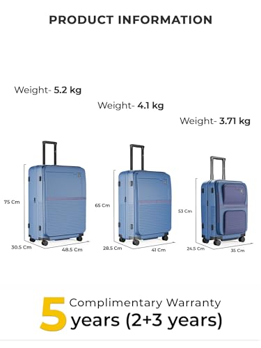 Image of EUME Aerotop Cabin, Checkin Medium & Large Trolley Bag Set of 3 | Space Saving Top Open Suitcase | Expandable Hard Polycarbonate Luggage | TSA Lock, Anti Theft Zipper, Silent Wheels | Tropical Blue