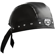 Leather Skull Hat - Strappy Black Rider Skull Hat, Motorcycle Leather Hat, Suitable for Everyday Wear and Street Style