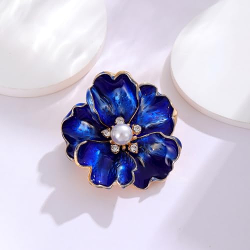 Image of Rhinestone Flower Pin Camellia Drop Oil Brooch Big Large Rose Bouquet Brooch Pin Pearl Daisy Peony Brooch Lapel Pins Elegant Clothing Hat Bag Skirt Accessories for Women