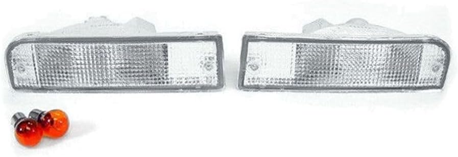 Frosted Clear Front Bumper Signal Lights + Bulbs Chrome Crystal-Housing Incandescent Plastic for Toyota for 4Runner SR5 1992-1995 BL-TY-4RUN-92