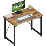 JUMMICO Computer Desk Table Workstation 100 x 50 x 75 cm for Office Living Room Bedroom Simple Assembly Industrial Design Black Desk Metal Frame,Rustic Brown