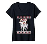 Photo Gallery donna christmas australian shepherd unicorn aussie dog maglietta con collo a v Photo Gallery donna christmas australian shepherd unicorn aussie dog maglietta con collo a v