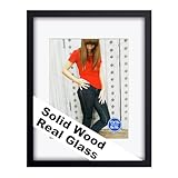 RPJC 11x14 Picture Frame Solid Wood, Fits 8x10 with Mat or 11x14 Without Mat, Real Glass Photo Frame for Wall Mounting, Black Gift-Ready in White Box, 2026 Black