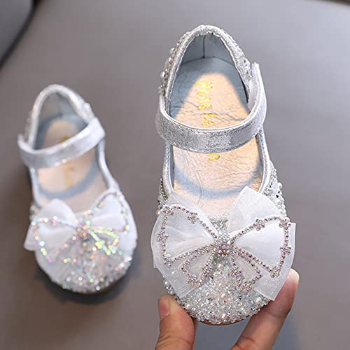 White Sandals for Girls Fashion Spring and Summer Girls Sandals Dress Dance Performance Princess Shoes Sequin Rhinestone (B-Silver, 9.5 Toddler)3