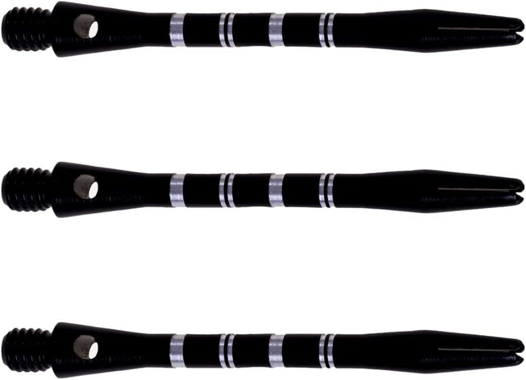Karella Shaft aluminium stripe medium and short for all standard darts, extremely stable and robust, 2BA small thread, each set of 3 black, red, blue, 45 mm, 2 g, 35 mm, 1.5 g