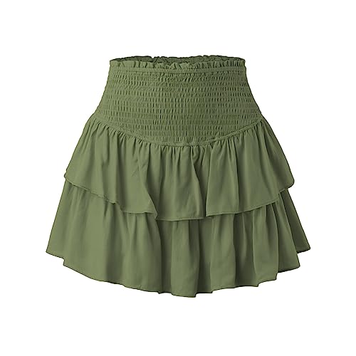 Jupe d'été unie plissée double couche pour en finir avec les vêtements transparents