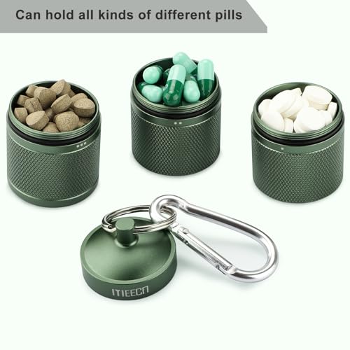 MEECN Three Layer Large Pill Organizer, Aluminium, Metal Dispensers, Waterproof, Can Store Pills Anything Sizes, Vitamins, Cod Liver Oil, Supplements and Medication (Green)