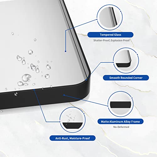 WEER Black Bathroom Mirror, 40X30 Inch Rectangular Black Metal Framed for Wall, Farmhouse Bathroom Vanity Mirror with Tempered Glass, Rounded Corner, Anti-Rust (Horizontal/Vertical) by WEER - Image 2