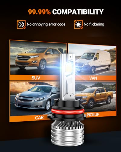 Image of SEALIGHT 9007 Bulbs, 120,000LM 17X Brightness, 9007 6500K White, IP68 Waterproof 80,000Hrs Lifespan, 5X Heat Dissipation Driving Bulbs, Plug and Play, 2 Pack