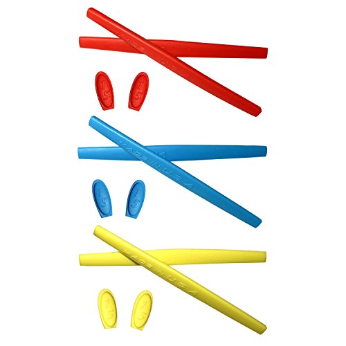HKUCO Red/Blue/Yellow Replacement Silicone Leg Set for Penny Sunglasses Earsocks Rubber Kit