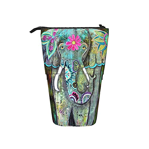 Elephant bohemian art painting pencil case holder,teles…