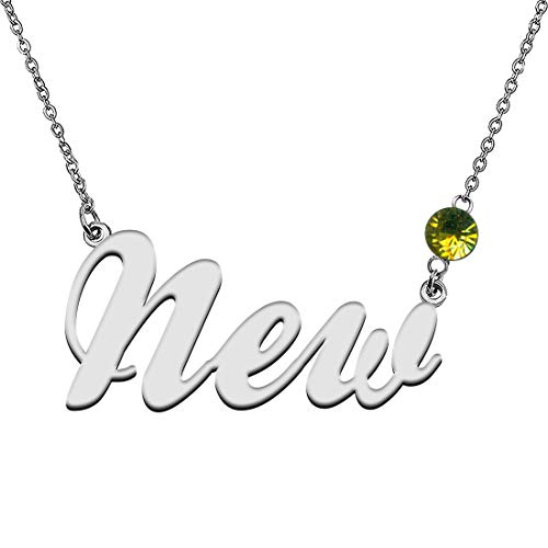 GR859C Personalized Charm Name Necklace with Birthstone for Best Friends New
