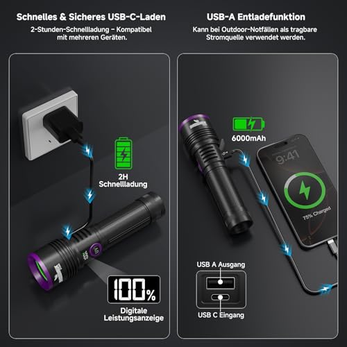 Shadowhawk 365nm Schwarzlicht 30W UV Taschenlampe 4-Kern Mit Filterlinse – Ansicht 5