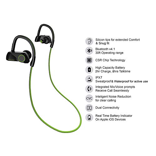 Image of Red Lemon Bolt S280 Bluetooth Sports Stereo Wireless IPX7 Waterproof Headphone (Green-Black)