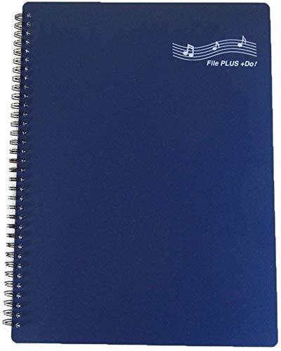 FILE PLUS DO Folder for Musicians, Sheet Music Folder, Band Folder, Writable, Spiral-Bound, US Letter / A4 Size, 30 Sleeves, 60 Pages (Navy)
