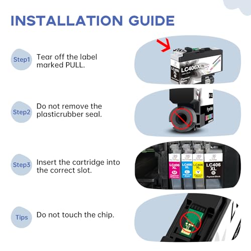 Image of Miss Deer LC406 LC406XL Ink Cartridges Compatible for Brother LC406XL LC-406 High Yield, Work with Brother MFC-J4535DW MFC-J4335DW MFC-J5855DW MFC-J6555DW MFC-J6955DW Printer (BK, C, M, Y) 4 Pack