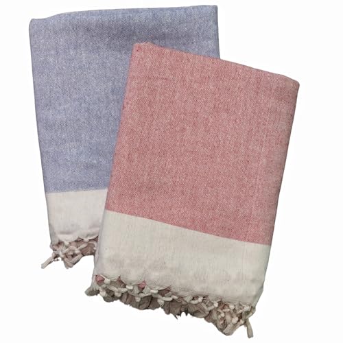 Image of Single Bed Sheet Cotton | for Single Bed, 60 x 90 inch, Pure Cotton, Breathable Fabric, Pack of 2 Pink & Yellow (2, FN-Blue-Pink)