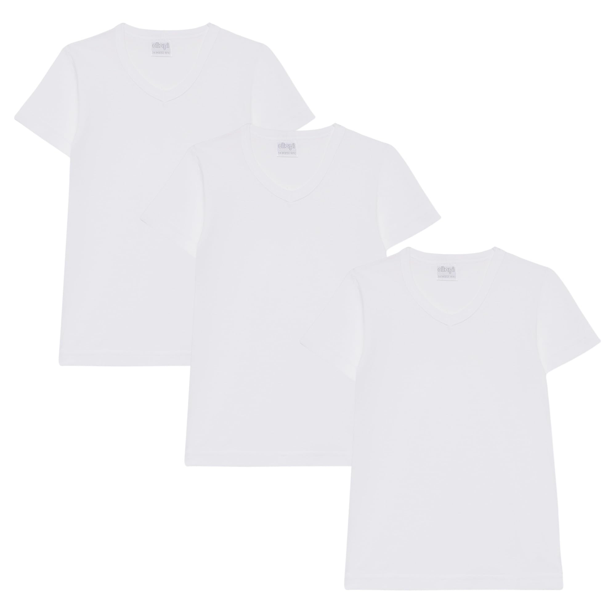 Ellepi T-shirts enfant coton bi-élastique col en V - Lot de 3