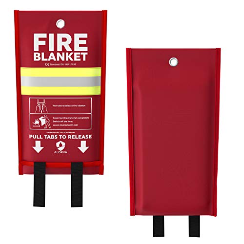 Alorva - 2 x Fire Blankets with Silicone-Coated Fiberglass Cloth for Rapid Fire Suppression – Hi-Viz, 40 x 40 inch – Reinforced Stitching for Max Protection – Firefighter Designed and Tested