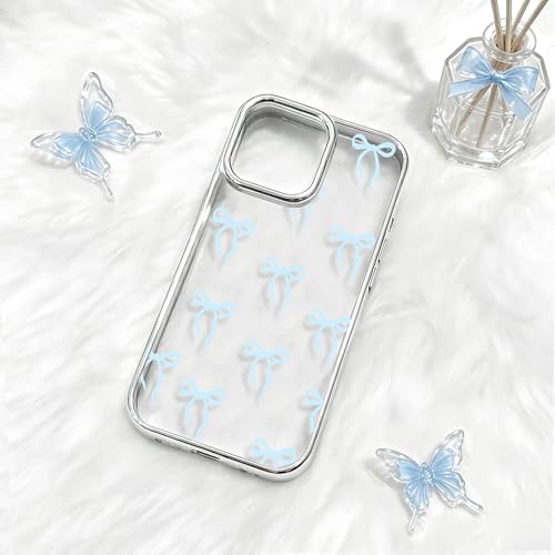 Coque iPhone 14 Pro Max avec nœud ruban bleu esthétique NITITOP en TPU