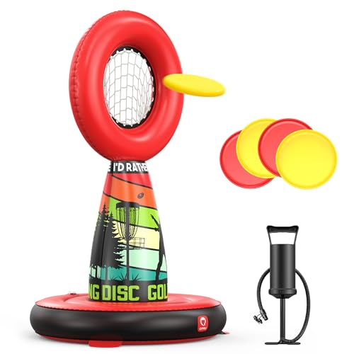 QPAU Inflatable Throwing Game Challenge - Outdside Toss Target Set with 4 Throwing Plates & Pump, Outdoor Toys for Kids 6-15, Ideal Sport Gifts for Teen Boys, Backyard | Camping | Lawn Toss Games