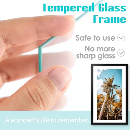 Image of Frametory, 14x24 Picture Frame With Mat for 11x22 Picture - High Definition Glass Wide Molding - Preinstalled Wall Mounting Hardware (Black, 2 Pack)
